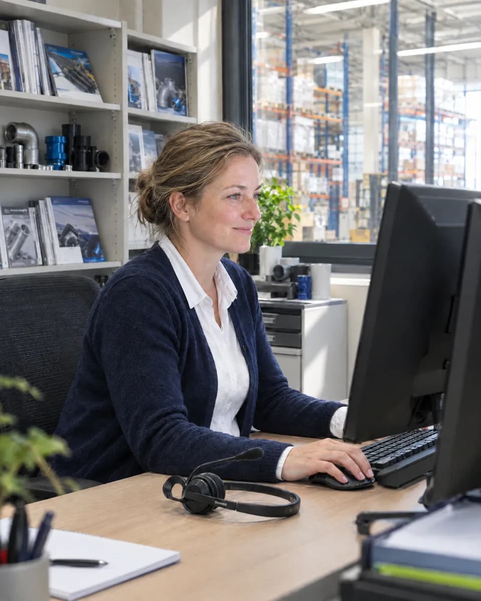 Dieselbe Innendienst-Leiterin bestätigt mit einem Klick einen vorgeschlagenen Artikel