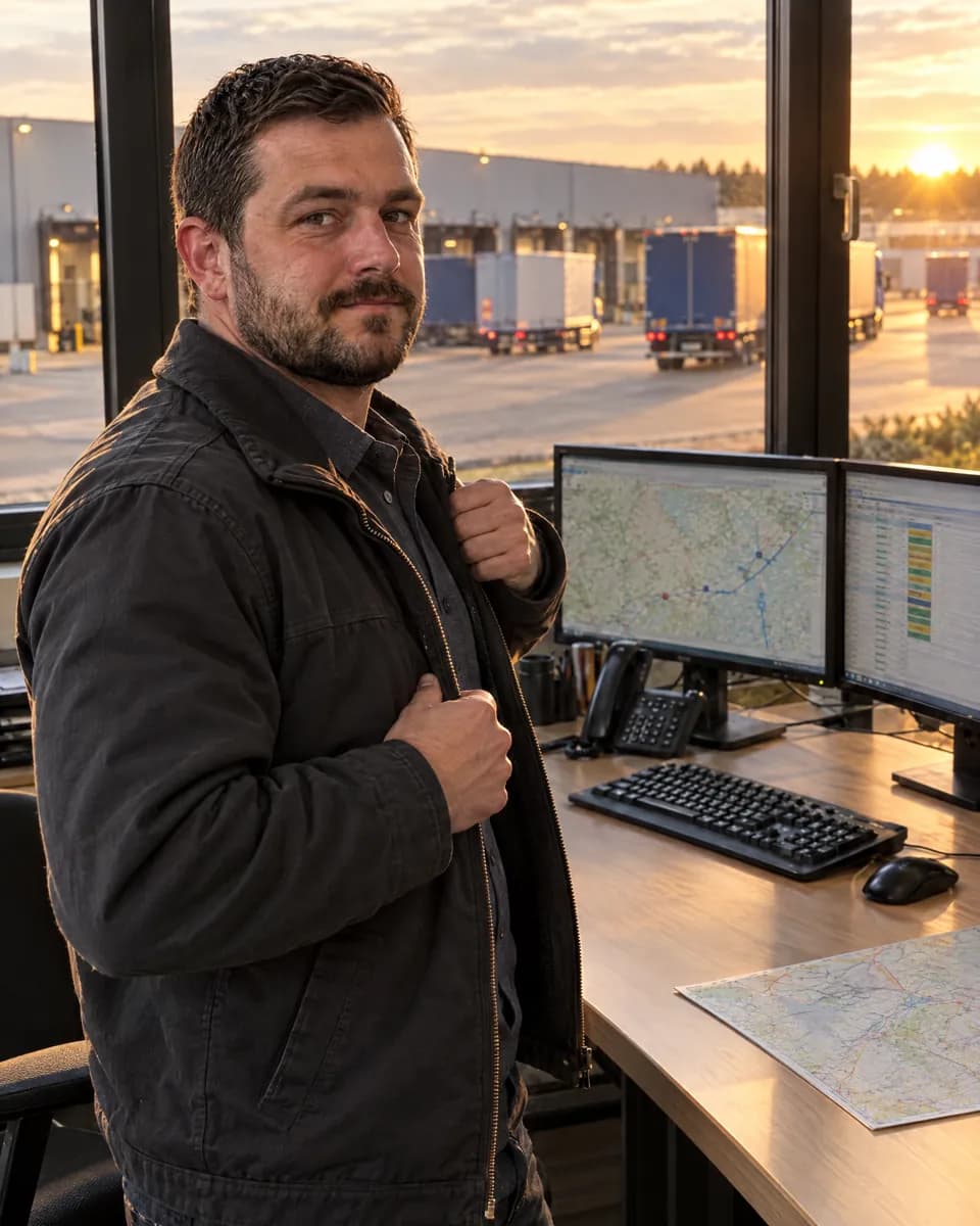 Derselbe Disponent macht pünktlich Feierabend, die Lkw im Hof sind verladen